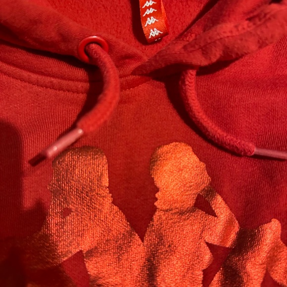 Kappa men’s red xl hoody sweatshirt drawstring shiny logo pullover streetwear - Picture 4 of 7